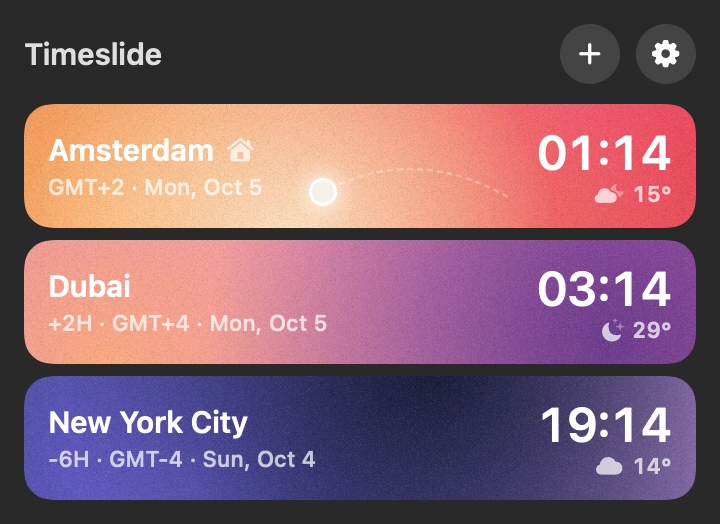 Timeslide in the Mac menu bar